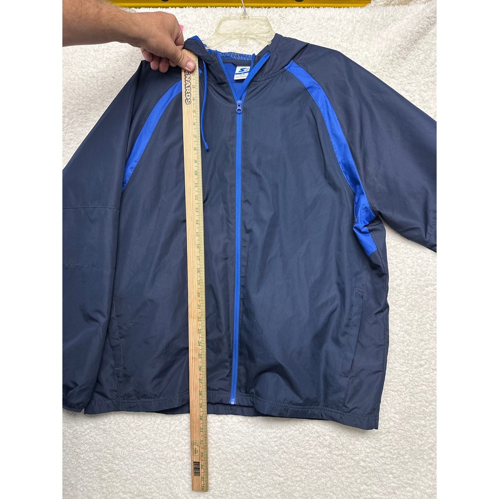 Starter Mens Navy Blue Windbreaker Hooded Full Zip Mesh Lined Jacket XL